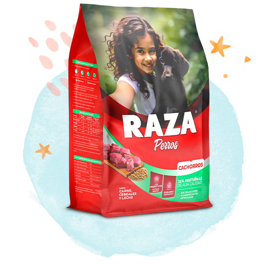 Raza Cachorros Sabor Carne, Cereales y Leche